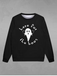 Sweat-shirt Imprimé Fantôme et Lettres D'Halloween Style Gothique pour Homme - Noir 6XL