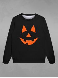 Sweatshirt Gothique Imprimé Visage de Citrouille D'Halloween pour Hommes - Noir 4XL