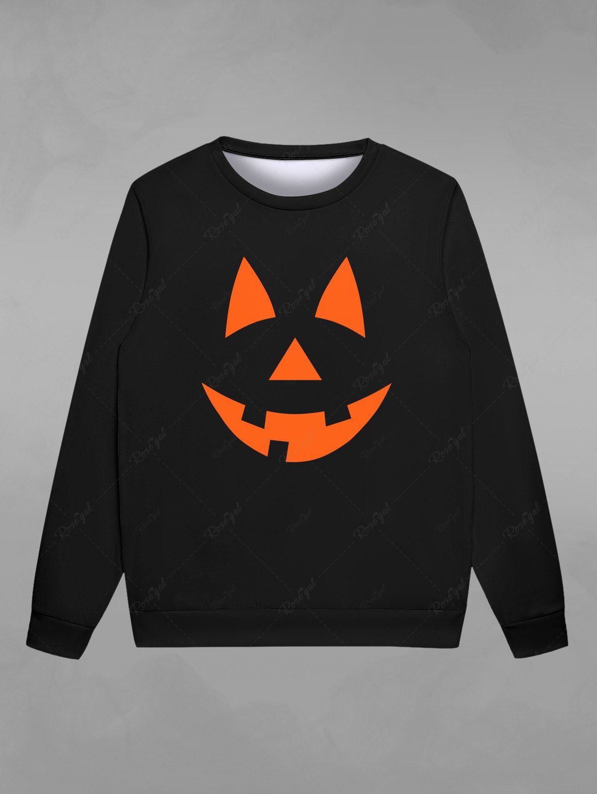Sweatshirt Gothique Imprimé Visage de Citrouille D'Halloween pour Hommes Noir 6XL