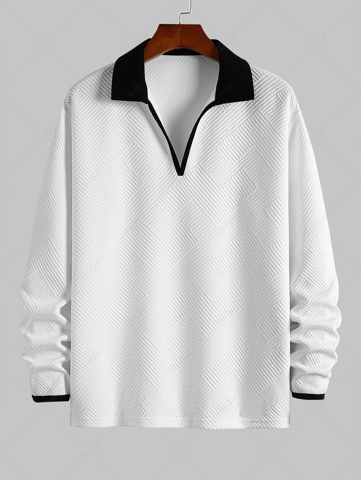 Outfits Men's Textured Color Spliced V-neck Pullover Sweatshirt  