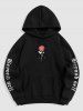 Men's Matching Co Ord Sweatsuit Letter Floral Rose Graphic Printed Drawstring Front Pocket Thermal Fleece Lined Hoodie and Beam Feet Jogger Pants Two Piece Set -  
