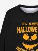 Sweat-shirt Gothique D'Halloween Lettre Visage de Citrouille Imprimée à Col Rond pour Homme - Noir 2XL