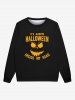 Gothic Halloween Letters Pumpkin Face Print Crew Neck Sweatshirt For Men -  