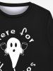 Sweat-shirt Imprimé Fantôme et Lettres D'Halloween Style Gothique pour Homme - Noir 2XL