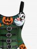 Plus Size Halloween Pumpkin Host Corset 3D Print Tank Dress -  