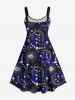 Gothic Plus Size Galaxy Sun Moon Star Lace Up Corset 3D Print Tank Dress -  