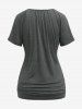 Plus Size Chain Panel Ruched Surplice Marled T-shirt -  