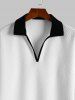 Men's Textured Color Spliced V-neck Pullover Sweatshirt -  