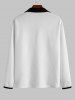 Men's Textured Color Spliced V-neck Pullover Sweatshirt -  