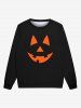 Sweatshirt Gothique Imprimé Visage de Citrouille D'Halloween pour Hommes - Noir 2XL