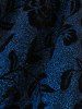 Haut Ceinturé Brillant Feuille de Plante à Flocage à Manches Longues de Grande Taille - Bleu 2X | US 18-20