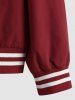 Veste de Baseball Lettre S Flottante Tricotée en Blocs de Couleurs avec Bouton Pression pour Homme - Rouge foncé L