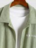Men's Daily Letter NEW YORK Embroidered Snap Button Raglan Sleeve Pockets Faux Suede Jacket -  