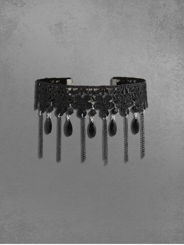 Retro Gothic Fringe Chains Pendant Choker - BLACK