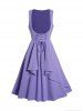 Lace Up Layered Sleeveless A Line Casual Midi Dress -  