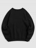 Men's PARIS Bear Graphic Pattern Fleece-lined Crew Neck Pullover Sweatshirt -  