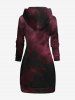 Gothic Tie Dye Pockets Drawstring Hoodie -  
