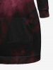 Gothic Tie Dye Pockets Drawstring Hoodie -  