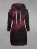 Gothic Tie Dye Pockets Drawstring Hoodie -  