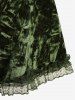 Gothic Lace Trim Lace-up Bell Sleeves Velvet Dress -  