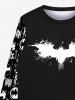 Sweatshirt Gothique D'Halloween Lettre Chauve-souris Imprimés à Col Rond pour Homme - Noir 3XL