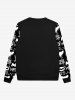 Sweatshirt Gothique D'Halloween Lettre Chauve-souris Imprimés à Col Rond pour Homme - Noir 4XL