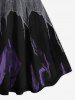 Halloween Witch Costume Plus Size Crisscross Ripped Rags Tattered Wind 3D Print Tank Dress -  