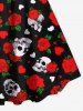 Plus Size Halloween Skulls Rose Buckle Rivet 3D Print Tank Dress -  