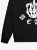 Sweatshirt Gothique D'Halloween Lettre Squelette Imprimées - Noir 3XL