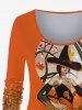 T-shirt D'Halloween Graphique Citrouille Sorcière Imprimée de Grande Taille - Orange 6X