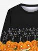 Gothic Halloween Pumpkin Cat Print Sweatshirt For Men -  