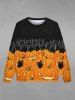 Gothic Halloween Pumpkin Cat Print Sweatshirt For Men -  