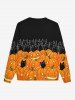 Sweatshirt D'Halloween Gothique Chat Citrouille Imprimés pour Homme - Noir 4XL