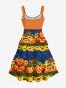 Plus Size Halloween Costume Pumpkin Sunflower Letters Print Tank Dress -  