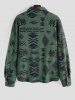 Ethnic Aztec Geo Printed Polar Fleece Fluffy Shacket -  