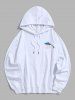 Men's Moon Whale Slogan Graphic Pattern Kangaroo Pocket Hoodie -  
