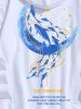 Men's Moon Whale Slogan Graphic Pattern Kangaroo Pocket Hoodie -  