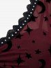 T-shirt Etoile Lune Panneau en Maille à Manches de Cloche Grande Taille à Frange - Rouge foncé 2X | US 18-20