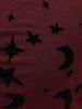 Plus Size Moon Star Print Mesh Panel Bell Sleeves Ruched Chain Tassel T-shirt -  