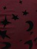 Plus Size Gothic Moon Star Print Mesh Panel Bell Sleeves Ruched Chain Tassel Long Sleeves T-shirt -  
