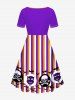 Plus Size Halloween Costume Colorblock Stripe Bat Skull Devil Print Cinched Dress -  