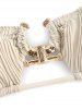 Textured Metal Hardware Criss Cross High Leg Cheeky Bikini Swimwear -  