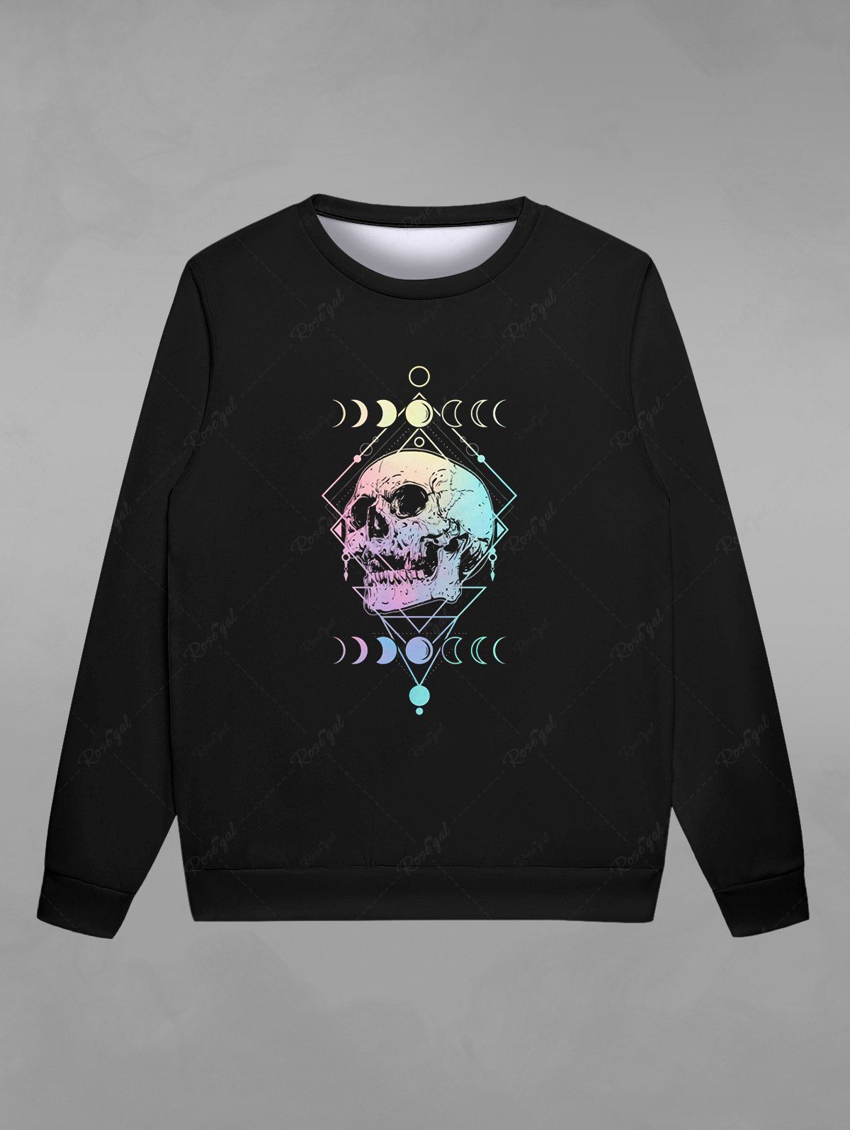 New Gothic Skull Moon Print Sweatshirt For Men  
