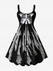 Halloween Costumes Plus Size Skeleton Tattered Wind 3D Print Dress Best Friend Outfit -  