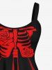 Halloween Costumes Plus Size Skeleton Tattered Wind 3D Print Dress Best Friend Outfit -  