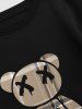 Men's PARIS Bear Graphic Pattern Fleece-lined Crew Neck Pullover Sweatshirt -  
