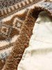Ethnic Aztec Printed Quarter Zip Design Fluffy Faux Shearling Jacket -  