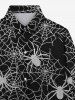 Gothic Halloween Spider Web Print Buttons Shirt For Men -  