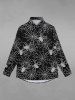 Gothic Halloween Spider Web Print Buttons Shirt For Men -  