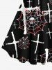 Plus Size Halloween Costume Skull Cross Bat Spider Web Print Tank Dress -  